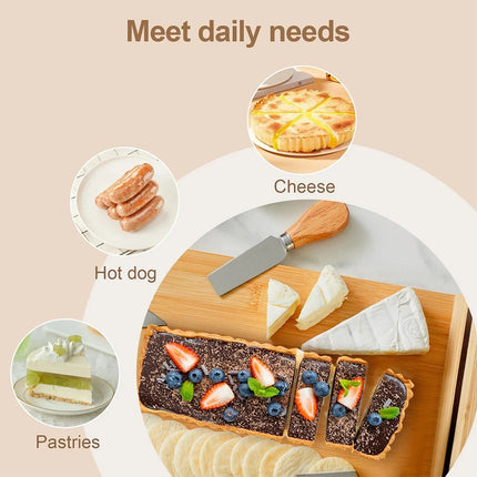 Bamboo Cheese Cutting Board & Knife Set Wooden Serving Boards & Cheese Knives