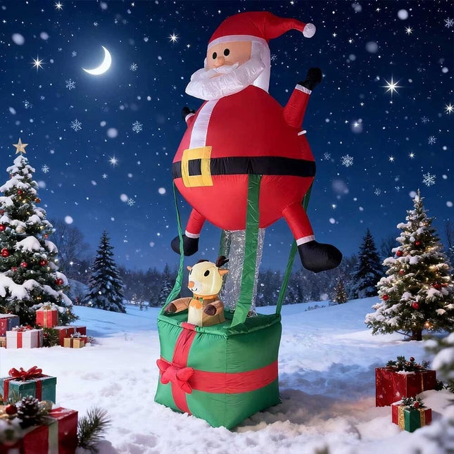 9ft Inflatable Christmas Santa Claus Hot Air Balloon Reindeer Xmas Decorations