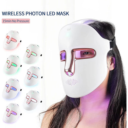 Rechargeable Facial LED Mask 7 Colours LED Photon Therapy Beauty Mask Skin