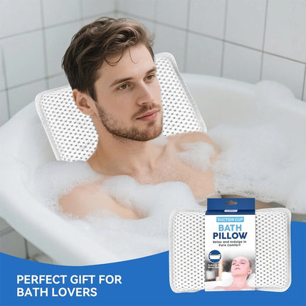 Spa 3D Mesh Bath Pillow Breathable Bathtub Cushion Neck Back Support Tub Suction