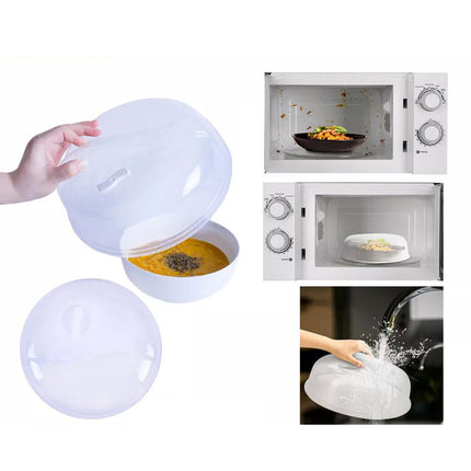 2 Pcs Microwave Food Cover Plate Vented Splatter Protector Clear Hot Kitchen Lid