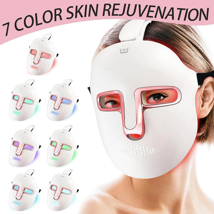 Rechargeable Facial LED Mask 7 Colours LED Photon Therapy Beauty Mask Skin