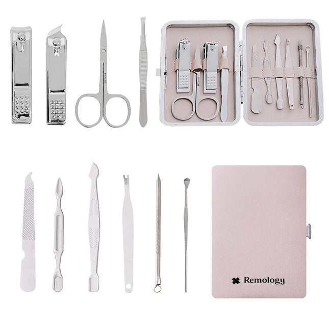 10PCS Nail Clippers Set Stainless Manicure Pedicure Kit Cuticle Grooming Case