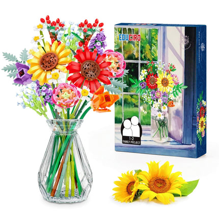 Flower Bouquet Plants Building Blocks Mini Bricks Artificial Creative Decoration