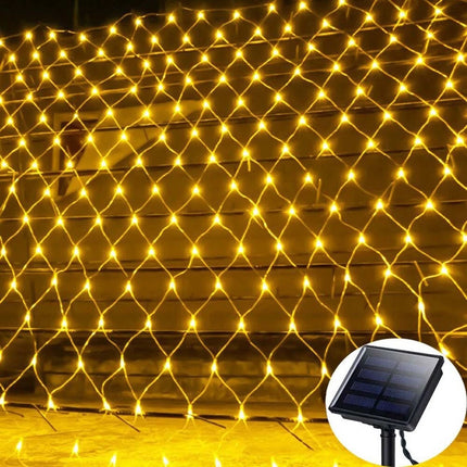 Solar LED Mesh Net Curtain Light String Fairy Wedding Party Garden Outdoor Xmas 1.1*1.1m 100leds