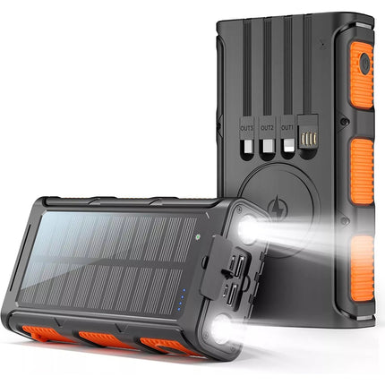Portable Solar Power Phone Bank Charger Type-C/Micro USB Cable