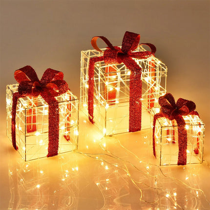 LED Christmas Light 3-Set Gift Boxes 3D Xmas Decor Indoor Outdoor Garden Yard