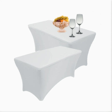 2pcs 4FT White Fitted Spandex Tablecloth Table Clothes Cover Banquets Wedding Party