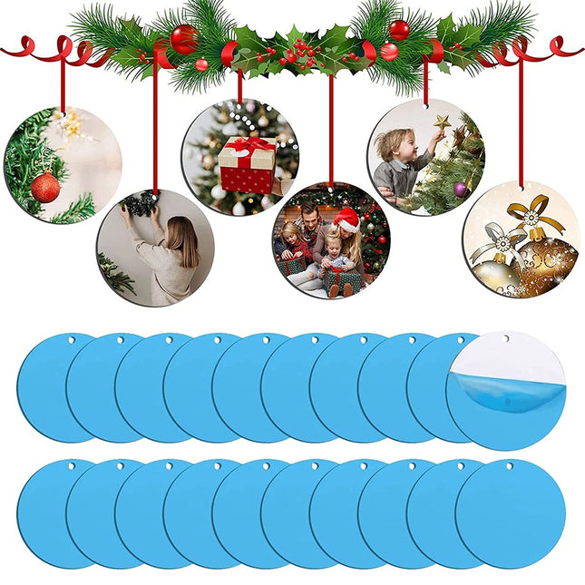 26Pcs Christmas Sublimation Ornament with Red String Double Sides Sublimation