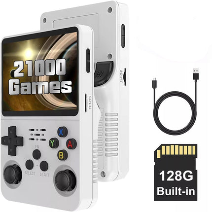 R36S Retro Handheld Video Game Console 3.5 Inch IPS Screen 128Gb White