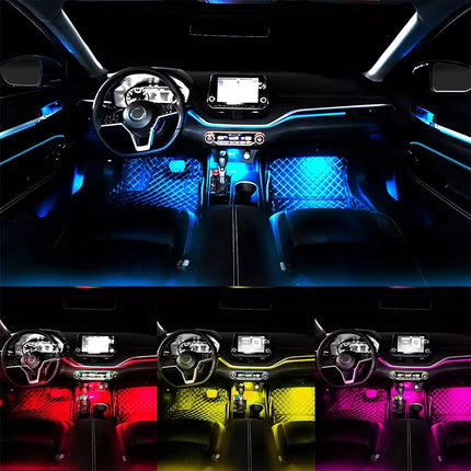 12V RGB Car Interior LED Lights Fiber Optic Neon Wire Strip Atmosphere Light USB