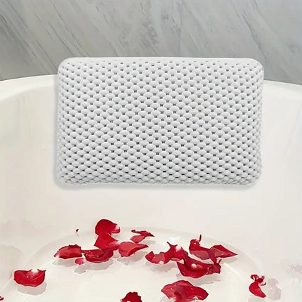 Spa 3D Mesh Bath Pillow Breathable Bathtub Cushion Neck Back Support Tub Suction