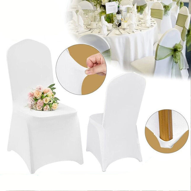 10PCS White Chair Covers Full Seat Covers Spandex Lycra Stretch Party Wedding