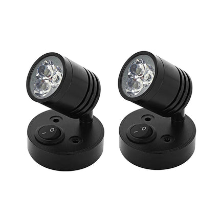 2X LED Swivel Reading Light 12V Campervan Caravan Boat Interior Wall Spot Lamp