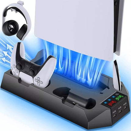 PS5 Stand with Cooling Station PS5 Controller Charging Station for Playstation 5