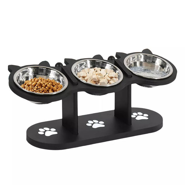 Adjustable Pet Feeder Stand 3PCS Elevated Dog Cat Food Bowl Rack Feeding Station