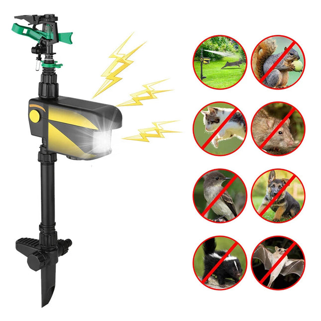 Solar Powered Motion Sensor Activated Animal Repeller Repellent Water Sprinkler