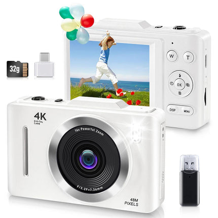 Mini Digital Camera 32GB 4K 48MP Compact Digital Camera 16X Digital Zoom