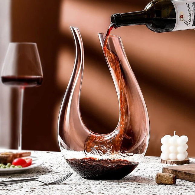Lead-Free Glass Wine Carafe Hand Made Red Wine Decanter Carafe 1.5L
