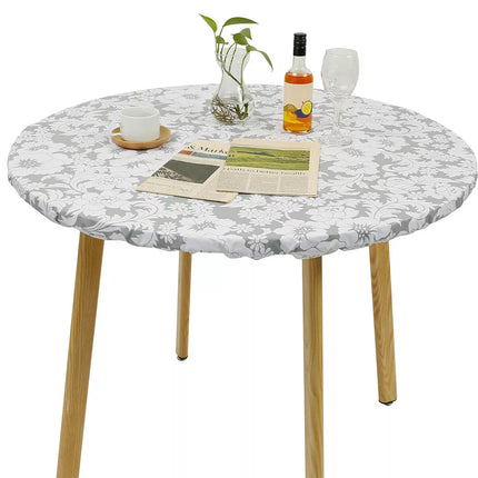 Elastic Edged Round Tablecloth Waterproof Oil-Proof Flannel Backed Table Cover  95-110CM