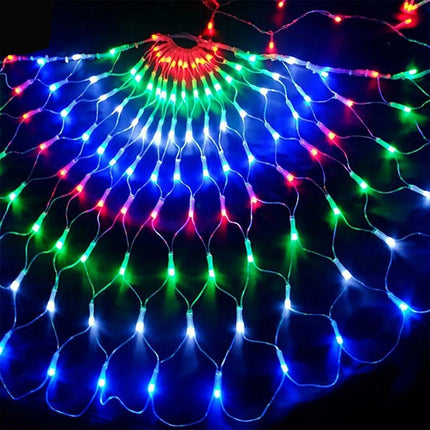 1PC With 3 Peacock LED Peacock Net Mesh LED Fairy String Lights Party Outdoor Curtain Light