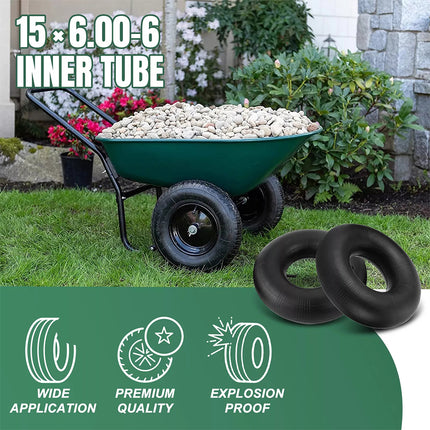 2PCS Ride on Lawn Mower 15x6.00-6 Inner Tube 15x6-6 inch Tyre Tractor TR13 Valve