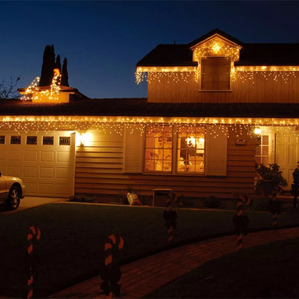 Warm White 480LED 14.5M Solar Snowing Icicle Christmas Linghts