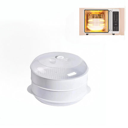 1PK Microwave Kitchen 2 Tier Steamer Food/Vegetables Container Cookware w/Lid