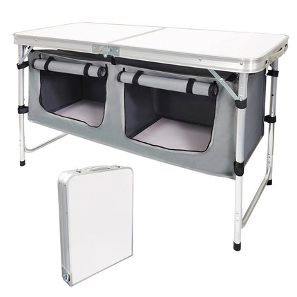 3E Folding Camping Table Aluminium Portable Picnic Outdoor Storage Organizer