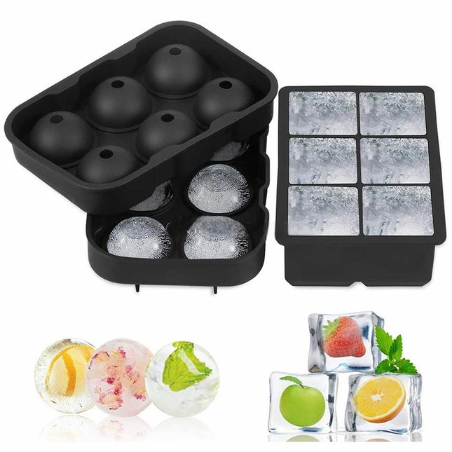 2Pcs Ice Cube Making Mold Silicone Large Tray Ball Maker Mold Whiskey Ice Mould