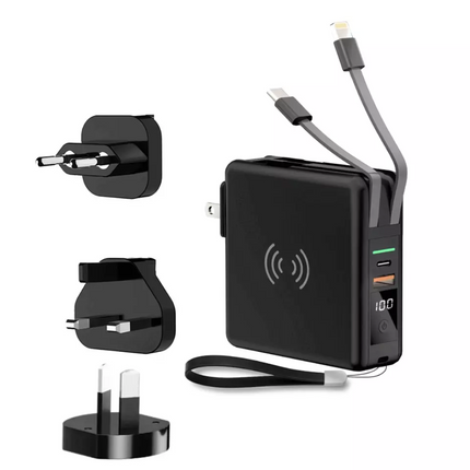 Wireless Power Bank 10000mah Travel Adapter Charger with AU UK EU US Plugs PD20W