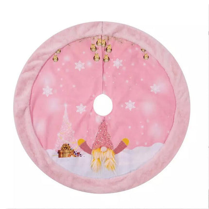 108cm Christmas Pink Felt Cloth LED Light Up Tree Skirt Blanket Party Decoration
