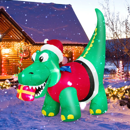 1.83M Christmas Inflatable Dinosaur Blow up Xmas Outdoor Decoration LED Lights