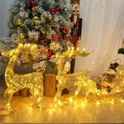 Set of 3 Christmas Decoration Reindeer and Sleigh LED Lighted Yard Garden Xmas