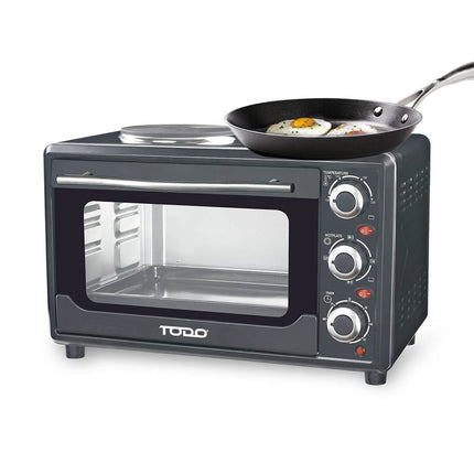 23L Benchtop Electric Oven Twin Hotplate 10A 1500W 1400W