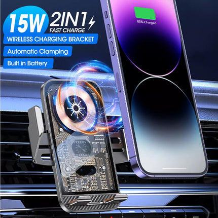 15W Car QI Wireless Charger Fast Charging Mount Air Vent Stand Phone Holder Dock