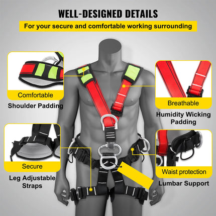 Protection Rock Tree Climbing Full Body Safety Harness Equipment Fast 22KN