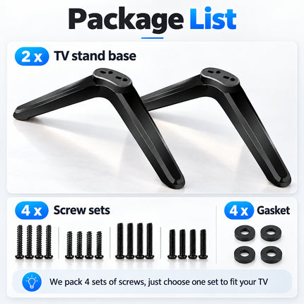 Replacement TV Stand Legs for TCL Roku TV 32-55 Inch Base Feet with Screws Kit