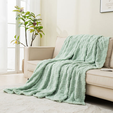 152*203cm Coral Fleece Large Blanket Soft Warm Sofa Bed Sheet Queen Twin Throw Green