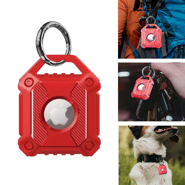 Red Apple AirTag Protective Case Waterproof TPU Cover Air Tag Tracker Loop Holder