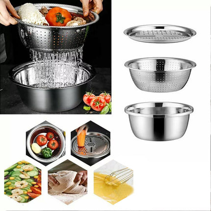3in1 Multifunction Grater + Drain Basket + Basin Stainless Steel Box Grater Setsf