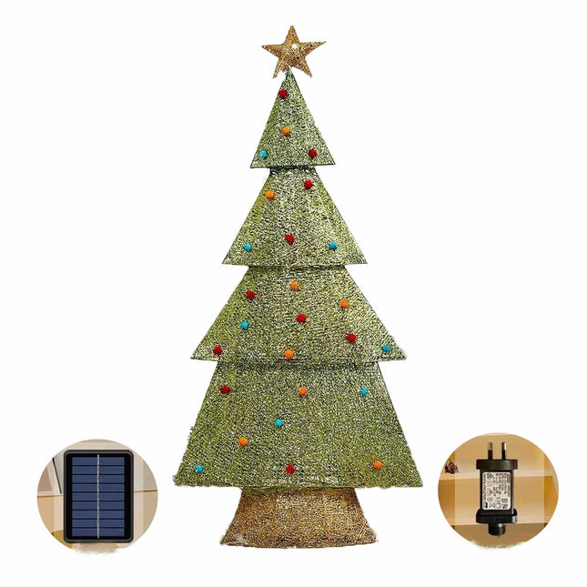 155cm iron made Christmas tree With LED Solar Powered Decorations Garden Lights