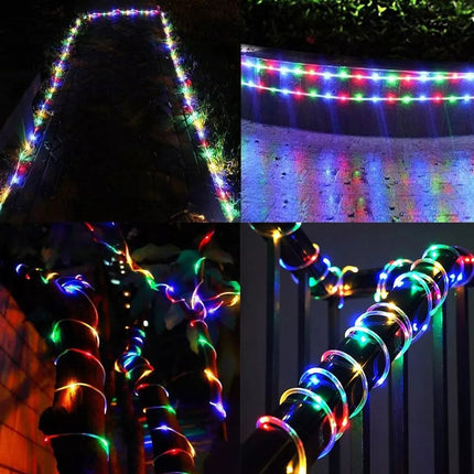 Solar 10M  Multicolored LED Rope Light PVC Hard Tube Party Christmas Lights Xmas 8Mode
