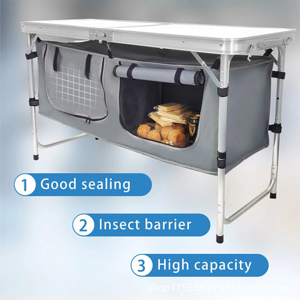3E Folding Camping Table Aluminium Portable Picnic Outdoor Storage Organizer