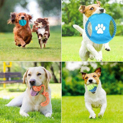11PCS Pet Toys Puppy Dog Cat Durable Cotton Rope Pull Teeth Clean Chew Toy Set