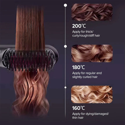 20s Fast Heating Cordless Hair Straightener Brush Hot Comb for Salon at Home