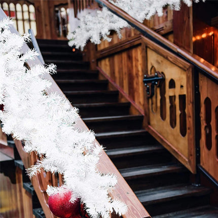 2.7M Christmas Garland with Lights LED Stairs Fireplace Xmas Tree Rattan Wreath
