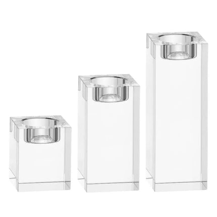 Modern Crystal Glass Cube Candle Holder Tealight Romantic Wedding Christmas Déco