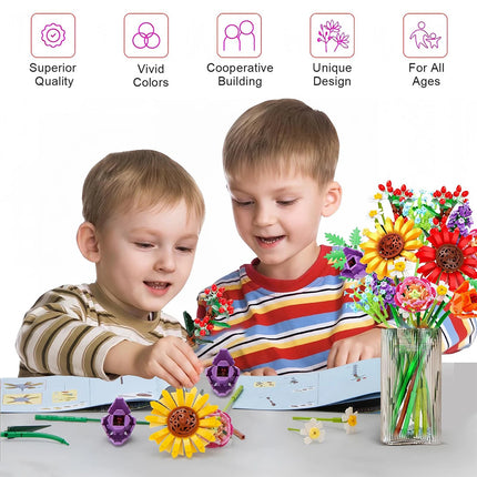 Flower Bouquet Plants Building Blocks Mini Bricks Artificial Creative Decoration