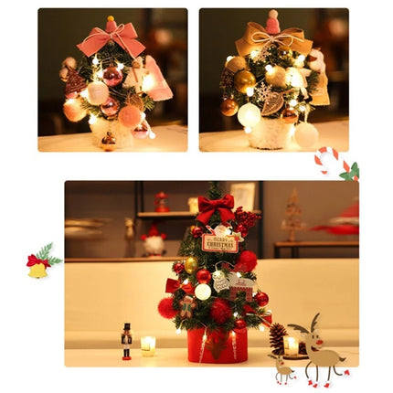 Artificial Christmas Decoration Tree LED Light Table Desk Ornaments Gift Party  30CM Luxury Pink
